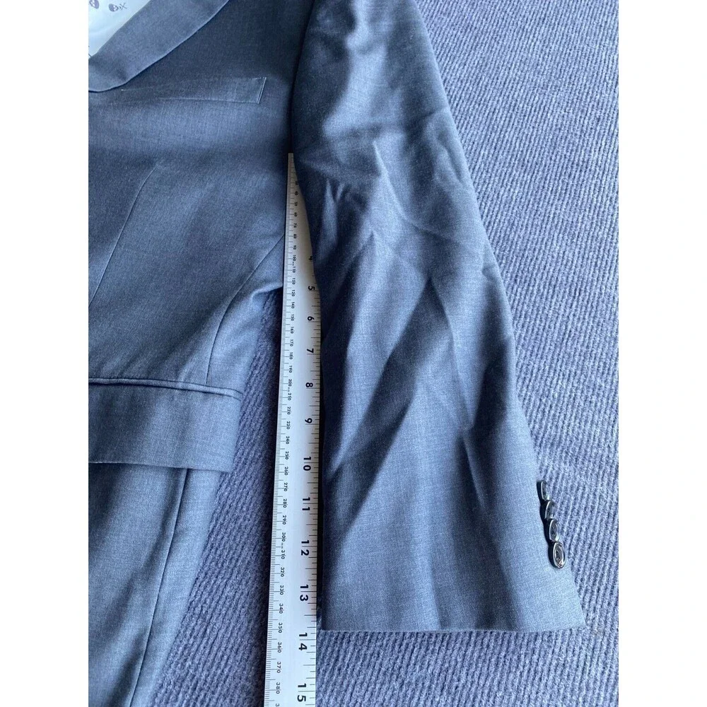 Indochino Luxury Mens Blazer 46L Gray Wool Yaletown 62 Sport Coat Skull Print